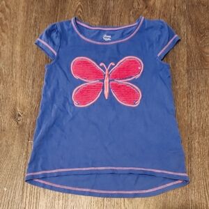 JIilian's Closet Blue / Lilac Sequins Butterfly Kids Shirt Size 5-6T